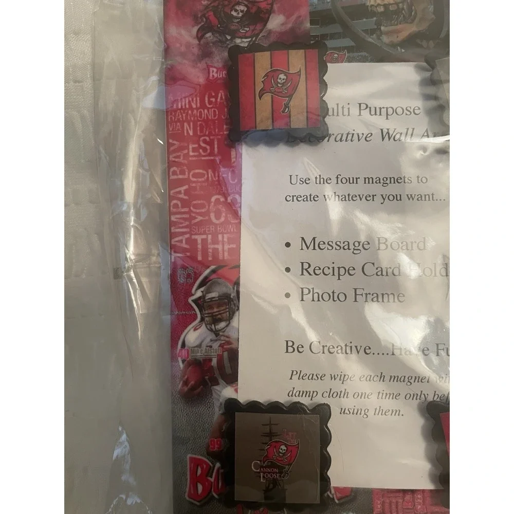 Tampa Bay Buccaneers Multipurpose Decorative Wall Art With Four Magnets NEW